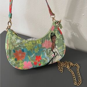 Disney Color Me Courtney Princess Tiana Floral Green Shoulder/HandBag NWT